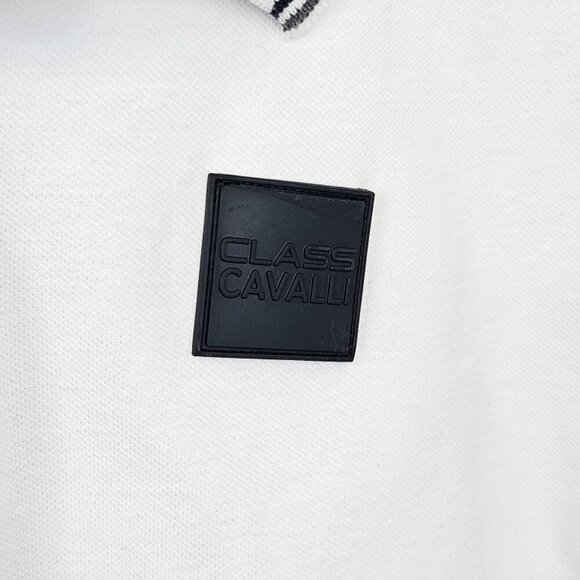 Roberto Cavalli Class Mens Short Sleeve Henley Polo Shirt, White - Picture 6 of 8